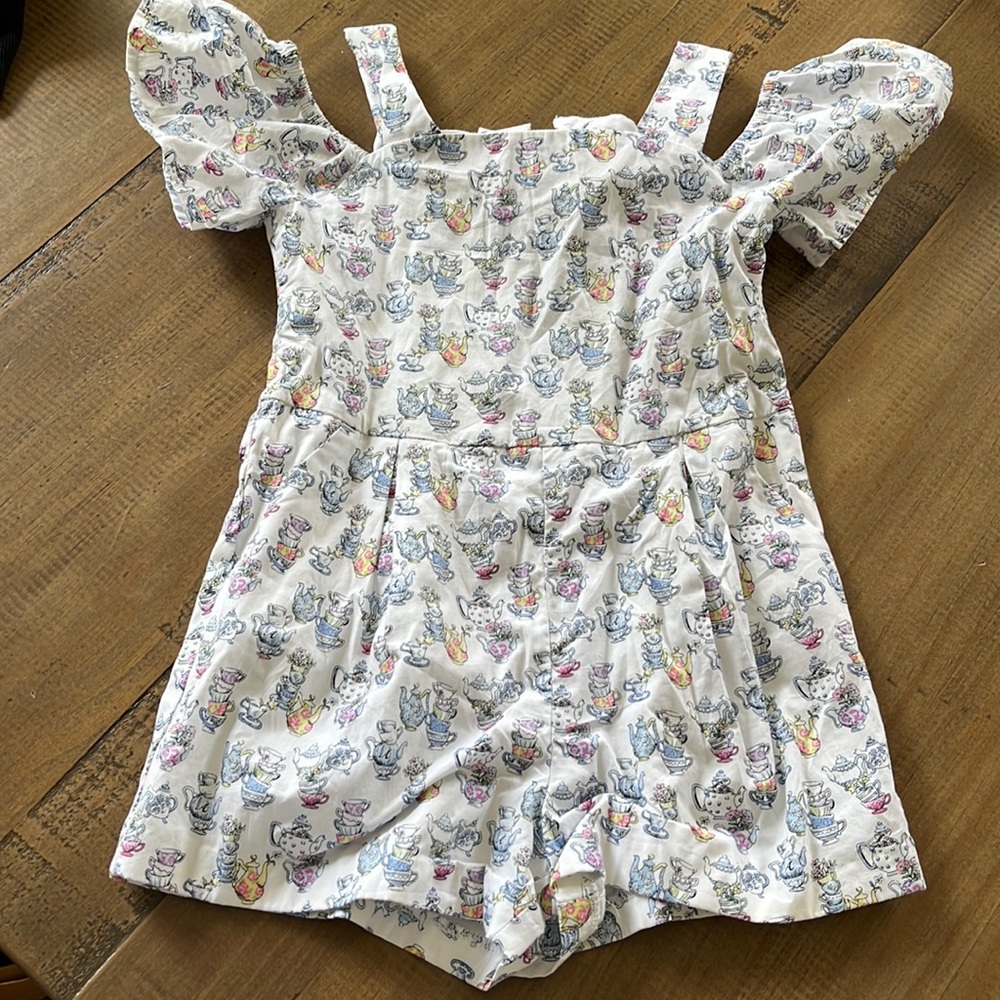 Janie and jack Alice in wonderland tea party romper 3T